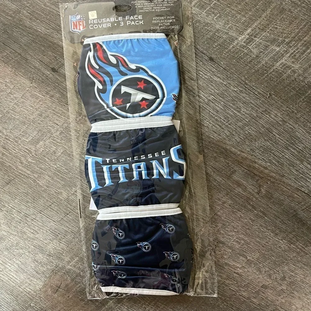 TENNESSEE Titans NFL Face Mask Covering 3-Pack Licensed NWT retail $24